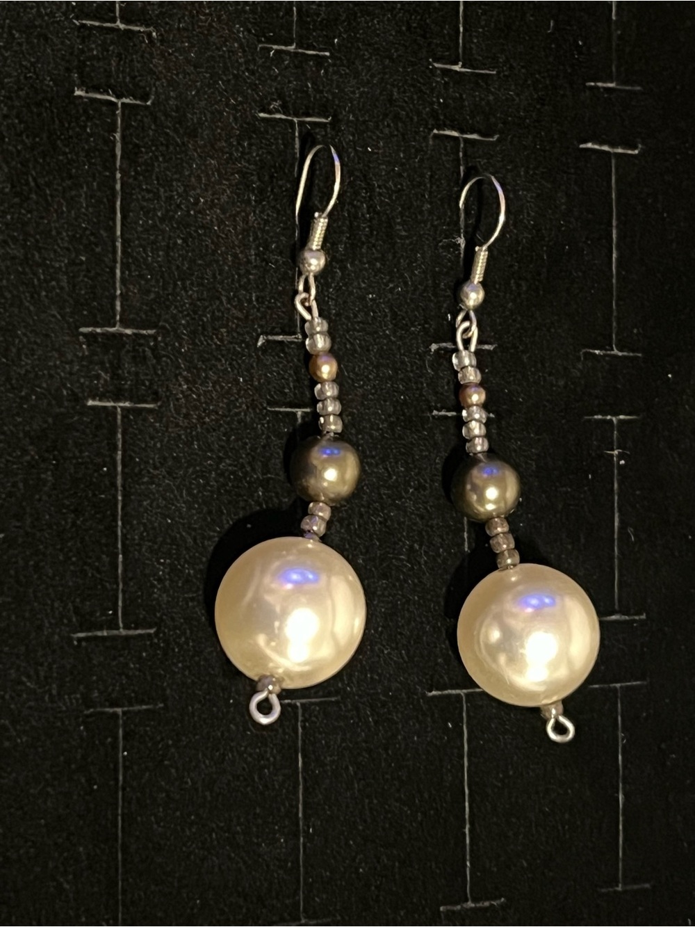 Classic Pearl Drop Earrings - Cream and Silver Tones
